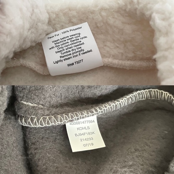 Jumping Beans White & Gray Sherpa Zip Up Pullover Boys 3T - Picture 9 of 10